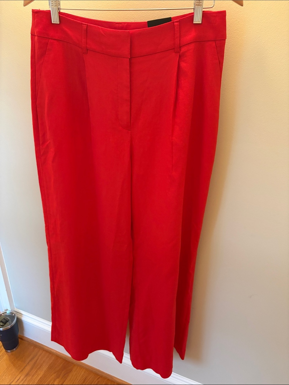White House Black Market Red Linen Wide-Leg Trousers